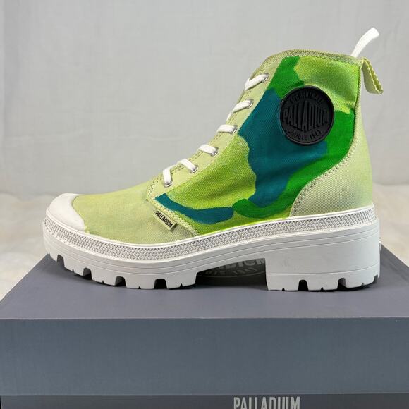 Palladium Pallabase Twill Boots Womens 7 Green Camo Custom Streetwear Artist - Picture 3 of 15
